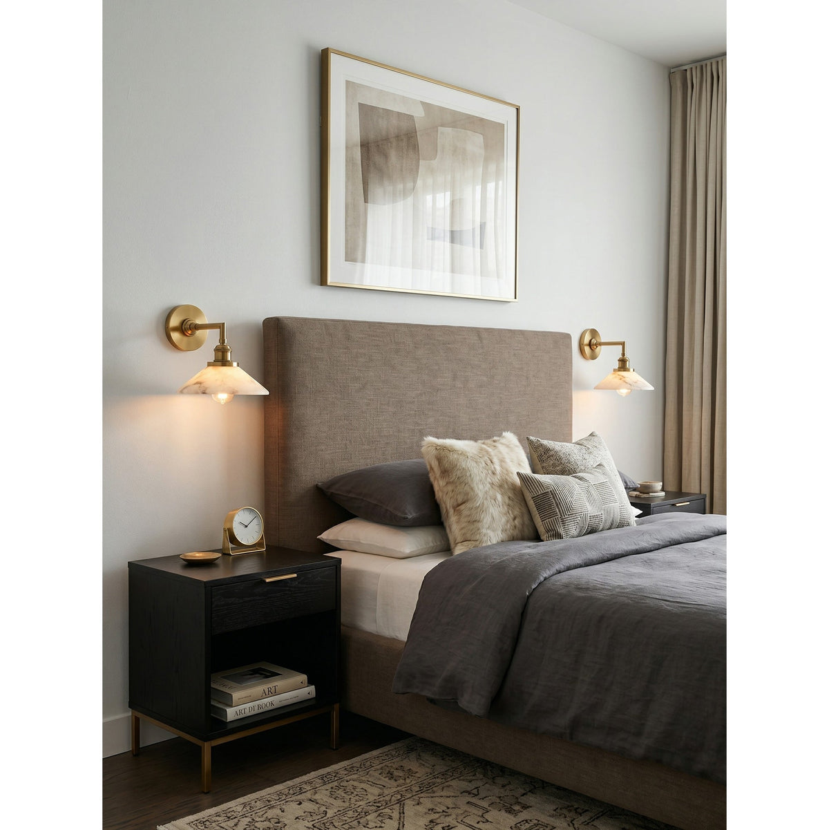 Nivenina wandlamp met albasten kap in