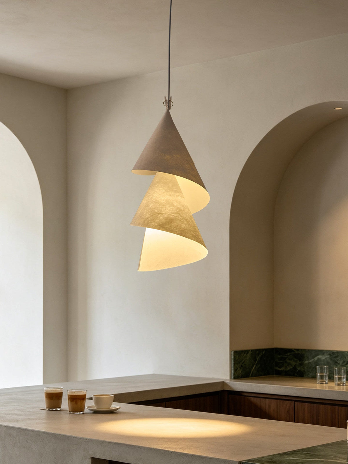 Southvale4 papieren kegel hanglamp