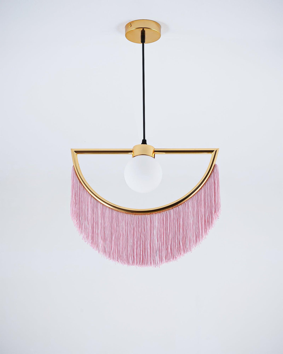 Sirove hanglamp met stoffen franjes bol retro bohemian
