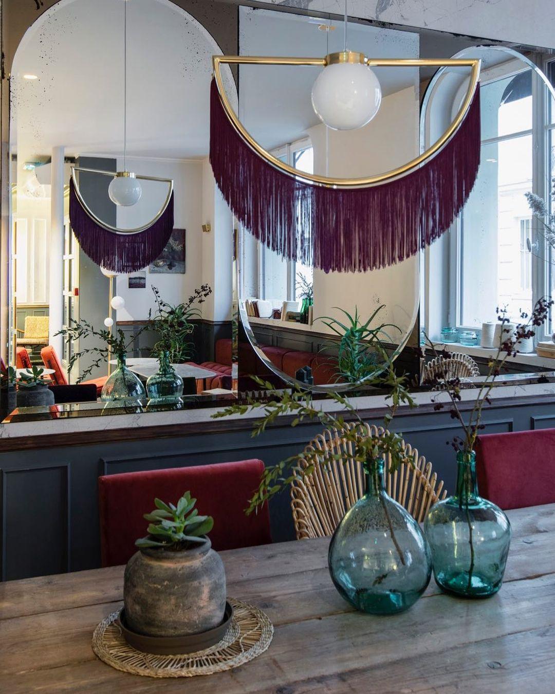 Sirove hanglamp met stoffen franjes bol retro bohemian