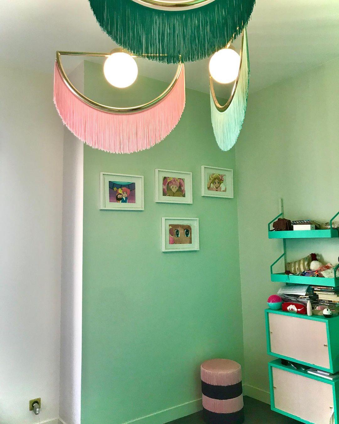Sirove hanglamp met stoffen franjes bol retro bohemian