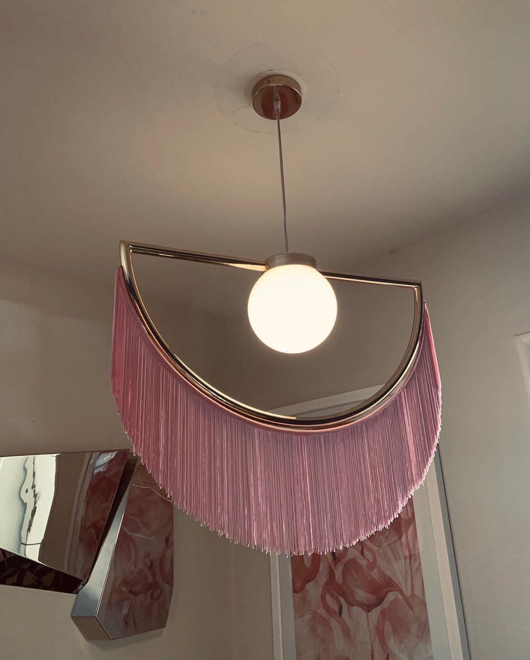Sirove hanglamp met stoffen franjes bol retro bohemian
