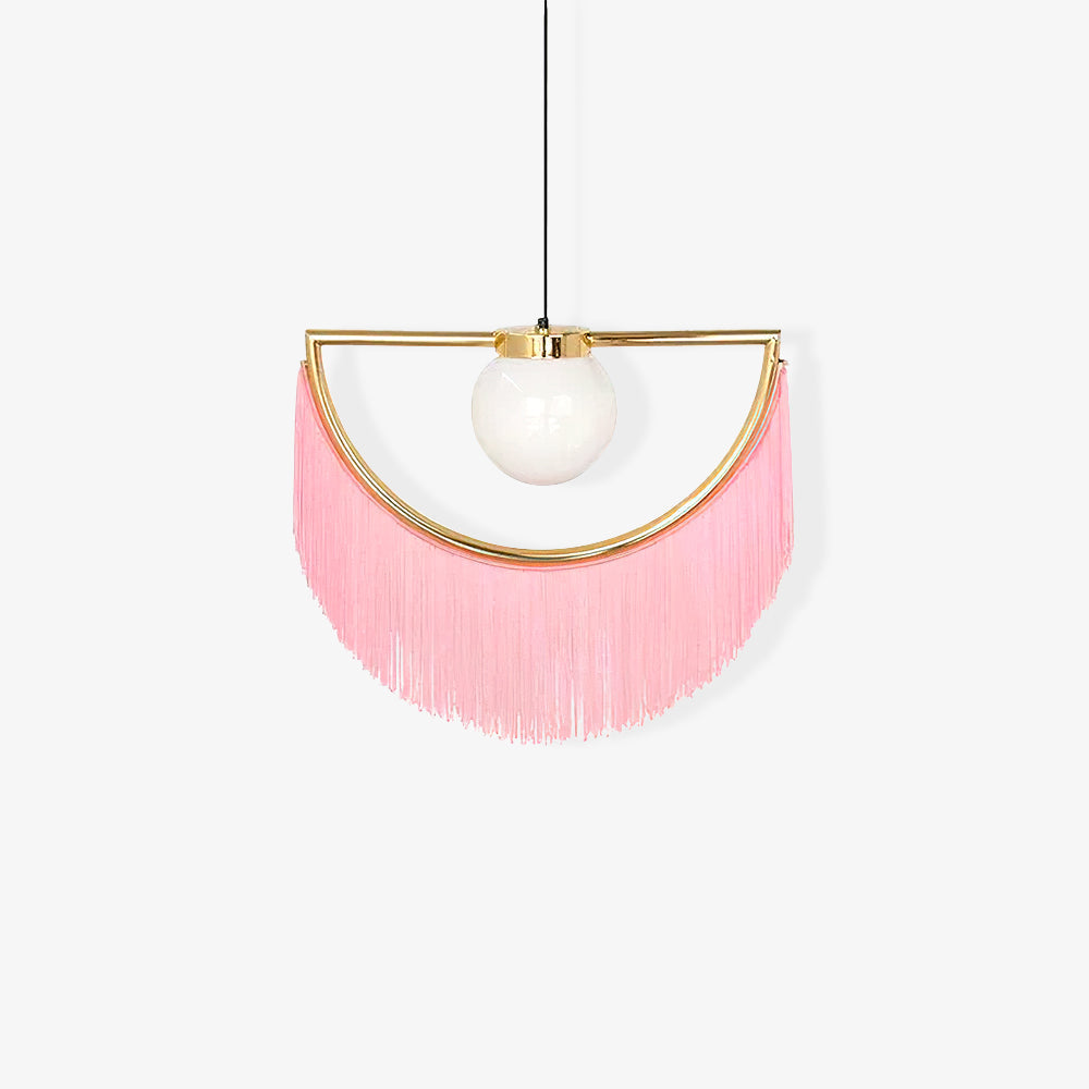 Sirove hanglamp met stoffen franjes bol retro bohemian