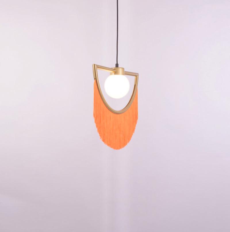 Sirove hanglamp met stoffen franjes bol retro bohemian