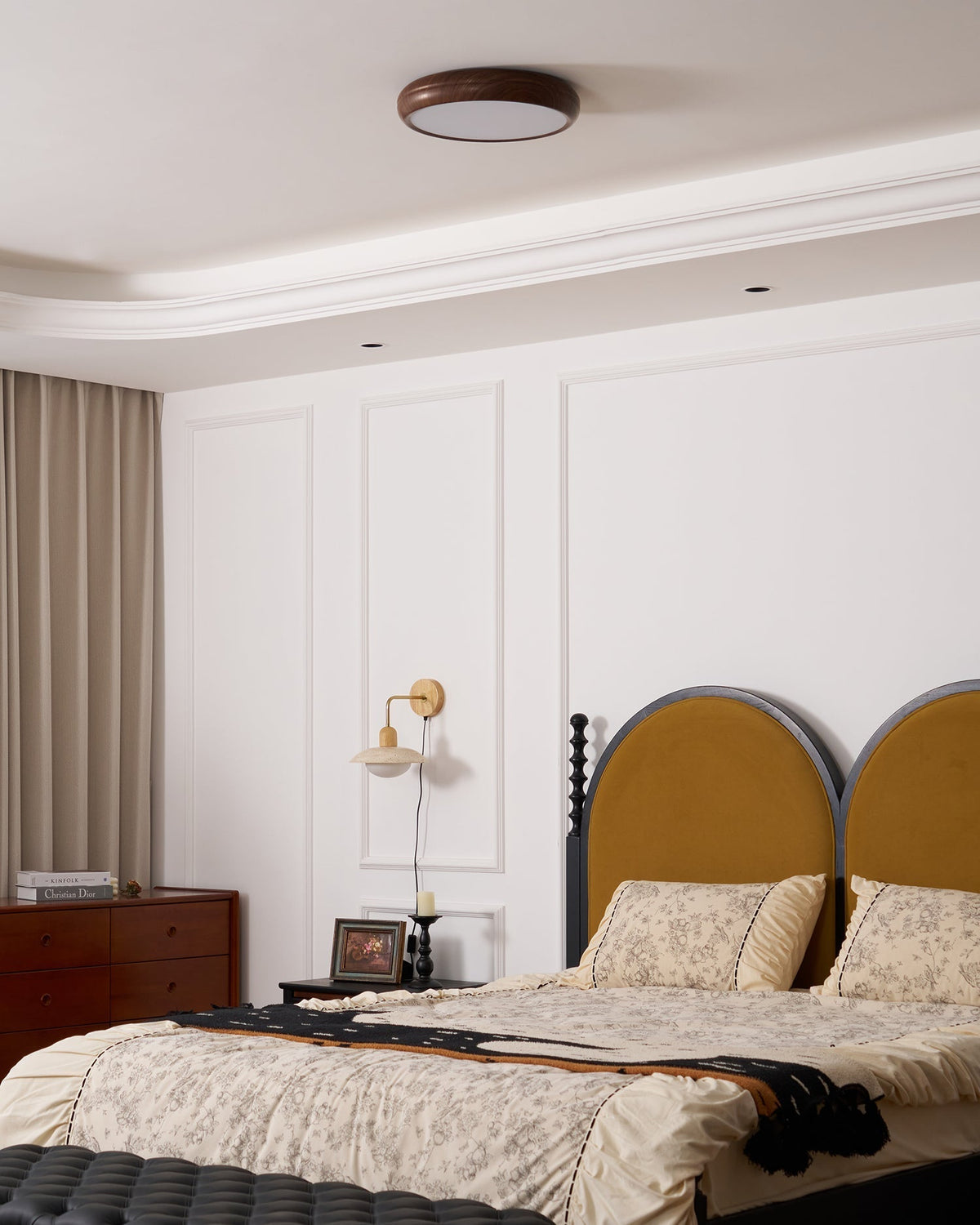 Niralel plafondlamp rond houtnerf acrylaat