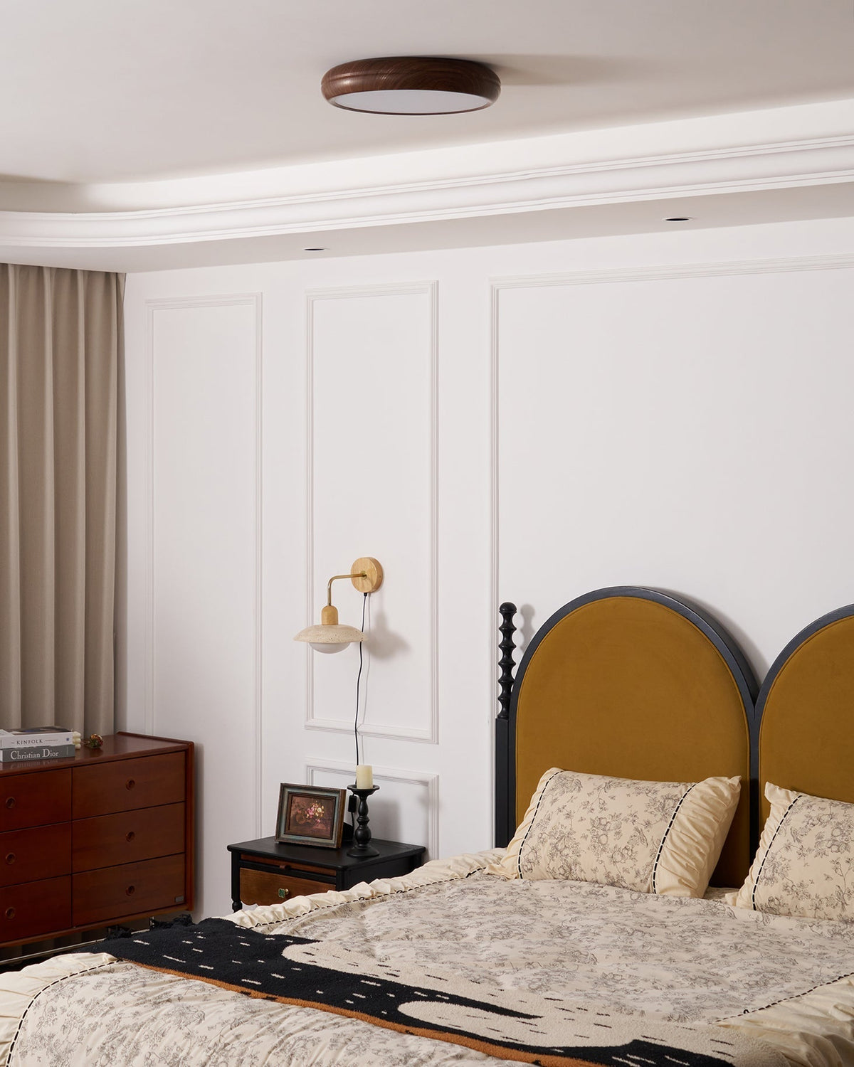 Niralel plafondlamp rond houtnerf acrylaat