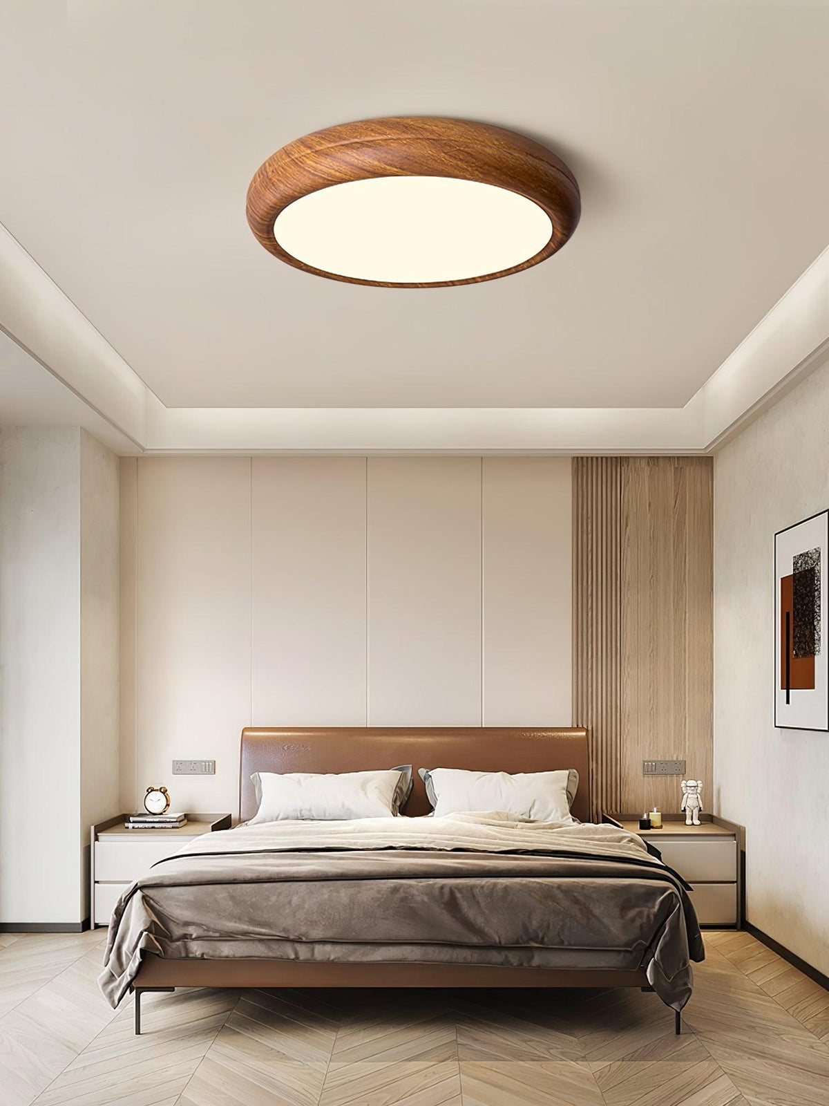 Niralel plafondlamp rond houtnerf acrylaat
