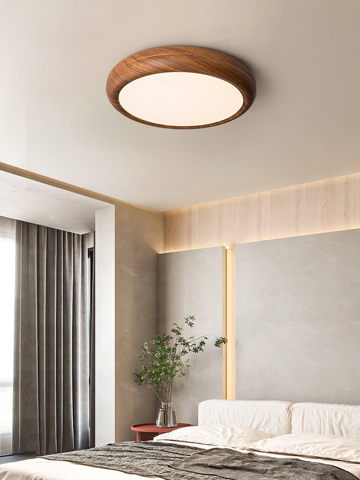 Elda Houten Houtnerf Ronde plafondlamp