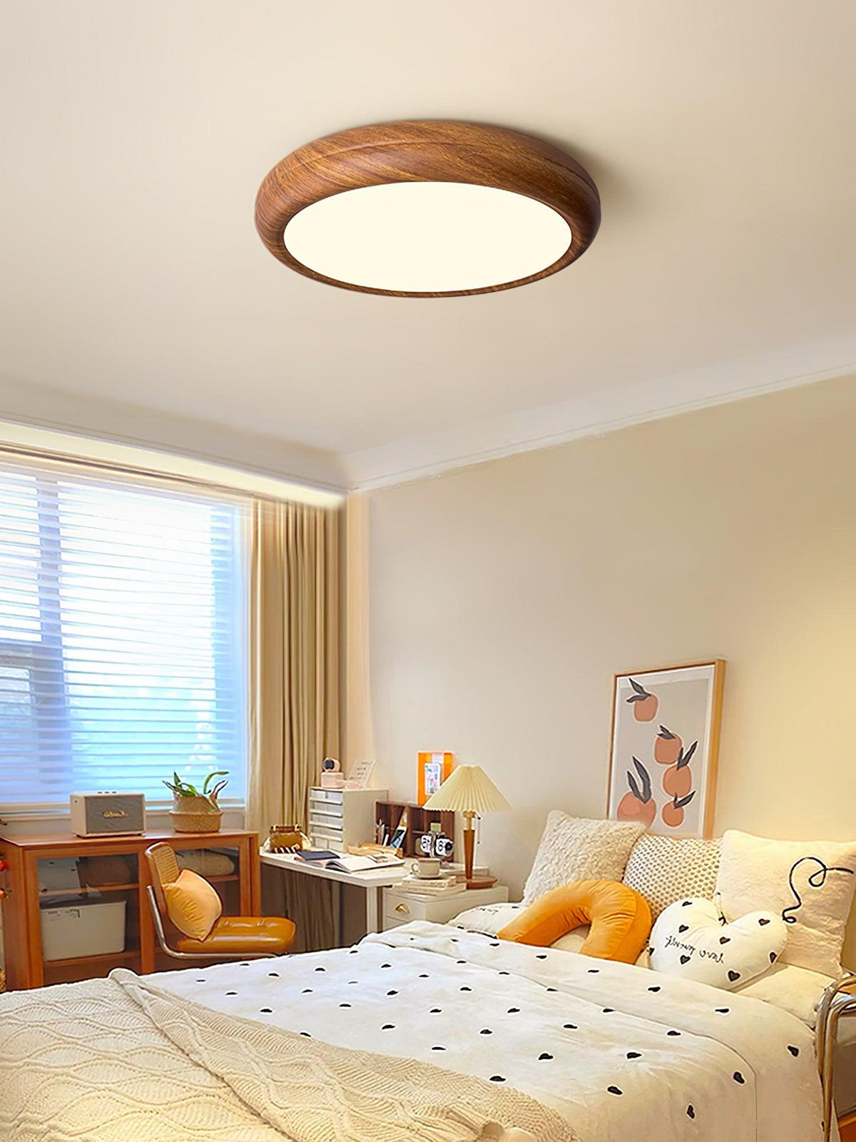 Elda Houten Houtnerf Ronde plafondlamp