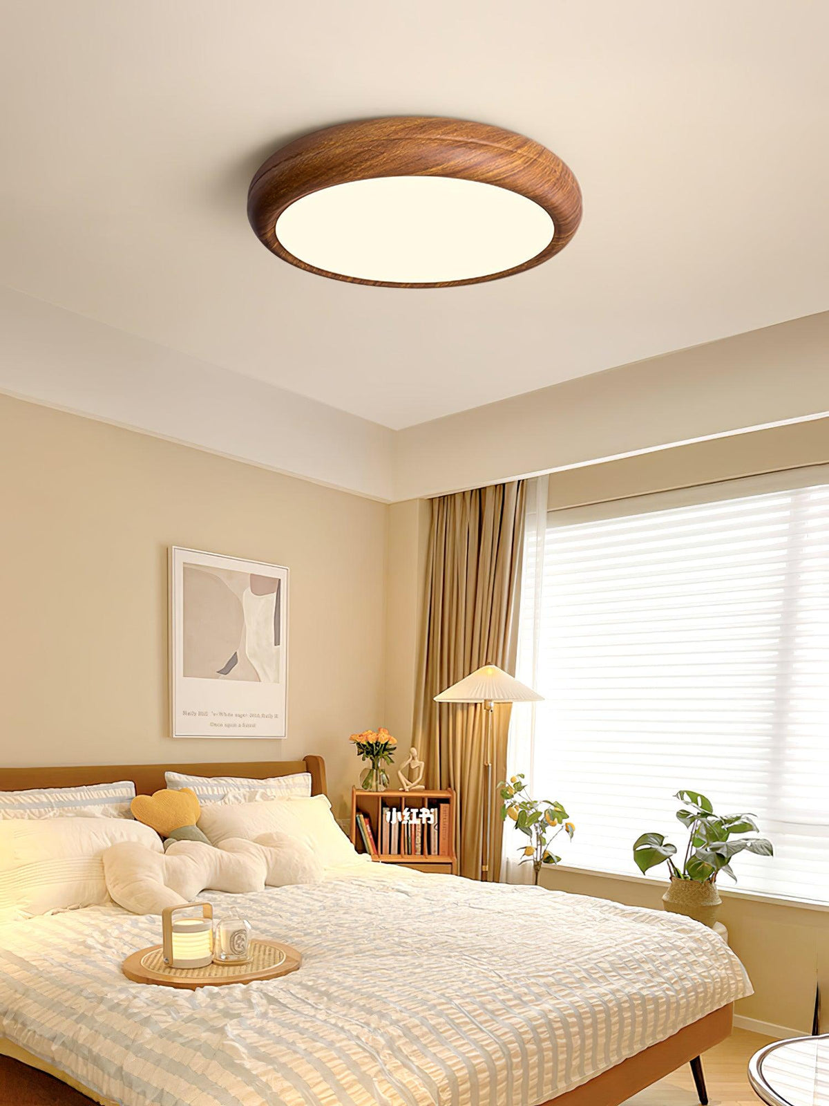Elda Houten Houtnerf Ronde plafondlamp