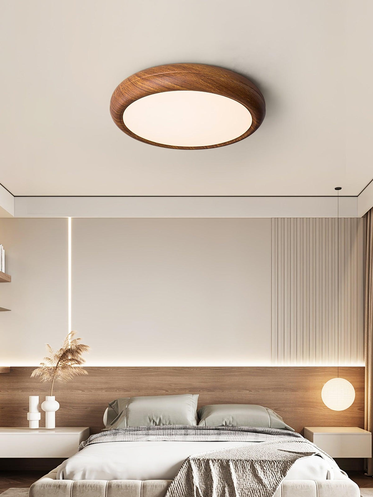 Elda Houten Houtnerf Ronde plafondlamp
