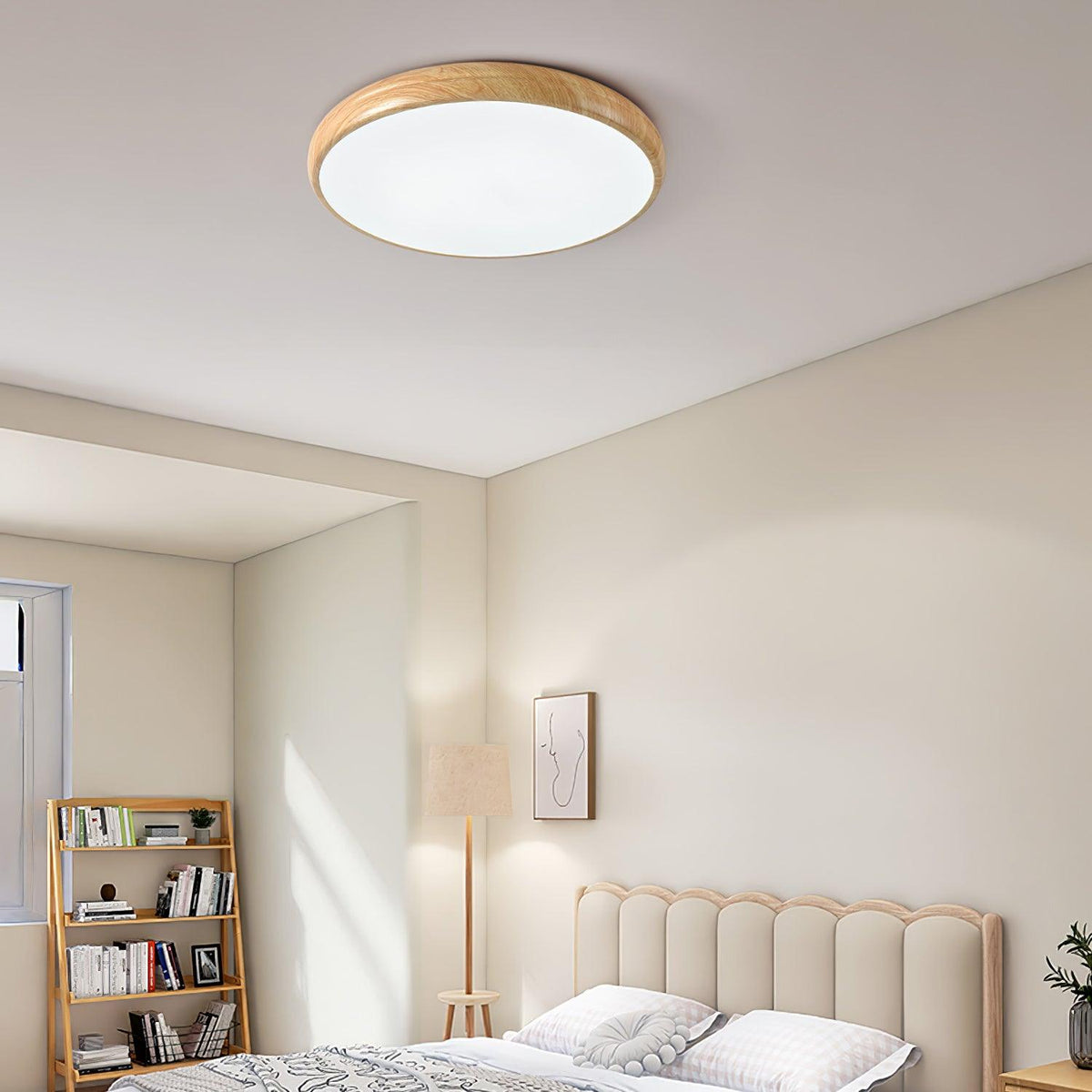 Niralel plafondlamp rond houtnerf acrylaat