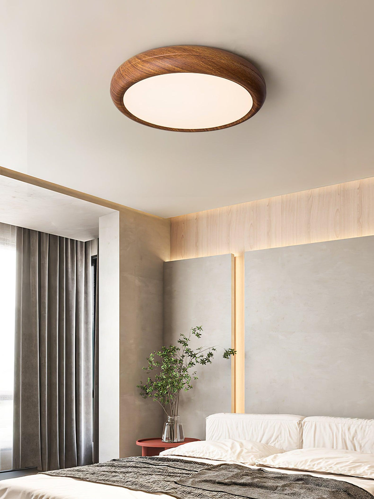 Elda Houten Houtnerf Ronde plafondlamp