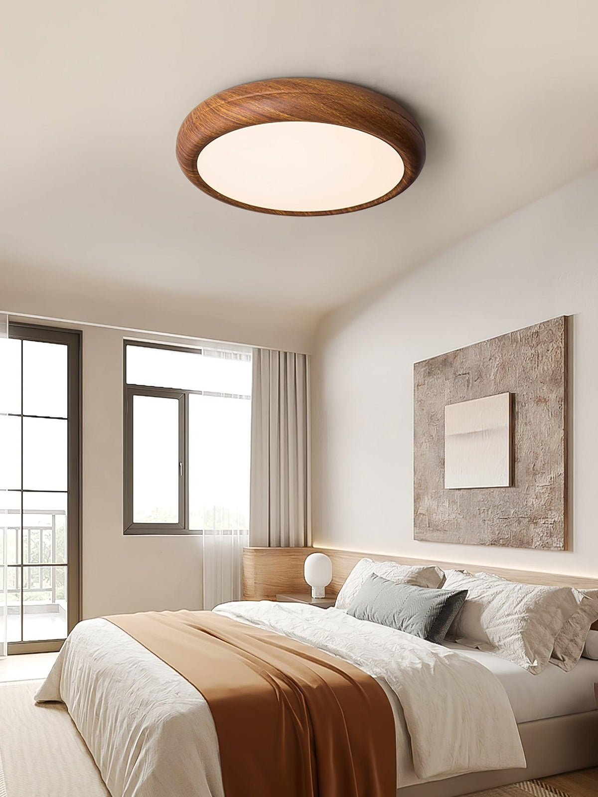Elda Houten Houtnerf Ronde plafondlamp