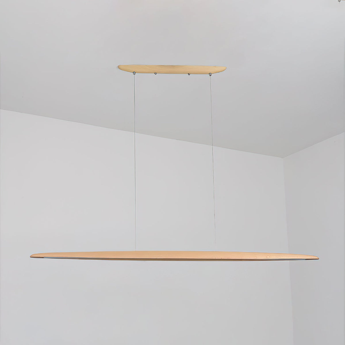 Zing lineaire hanglamp in walnootkleur met warm licht