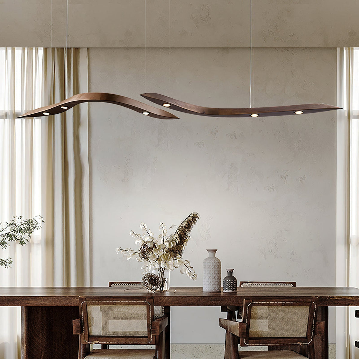Queral Flow Minimalistische hanglamp van hout