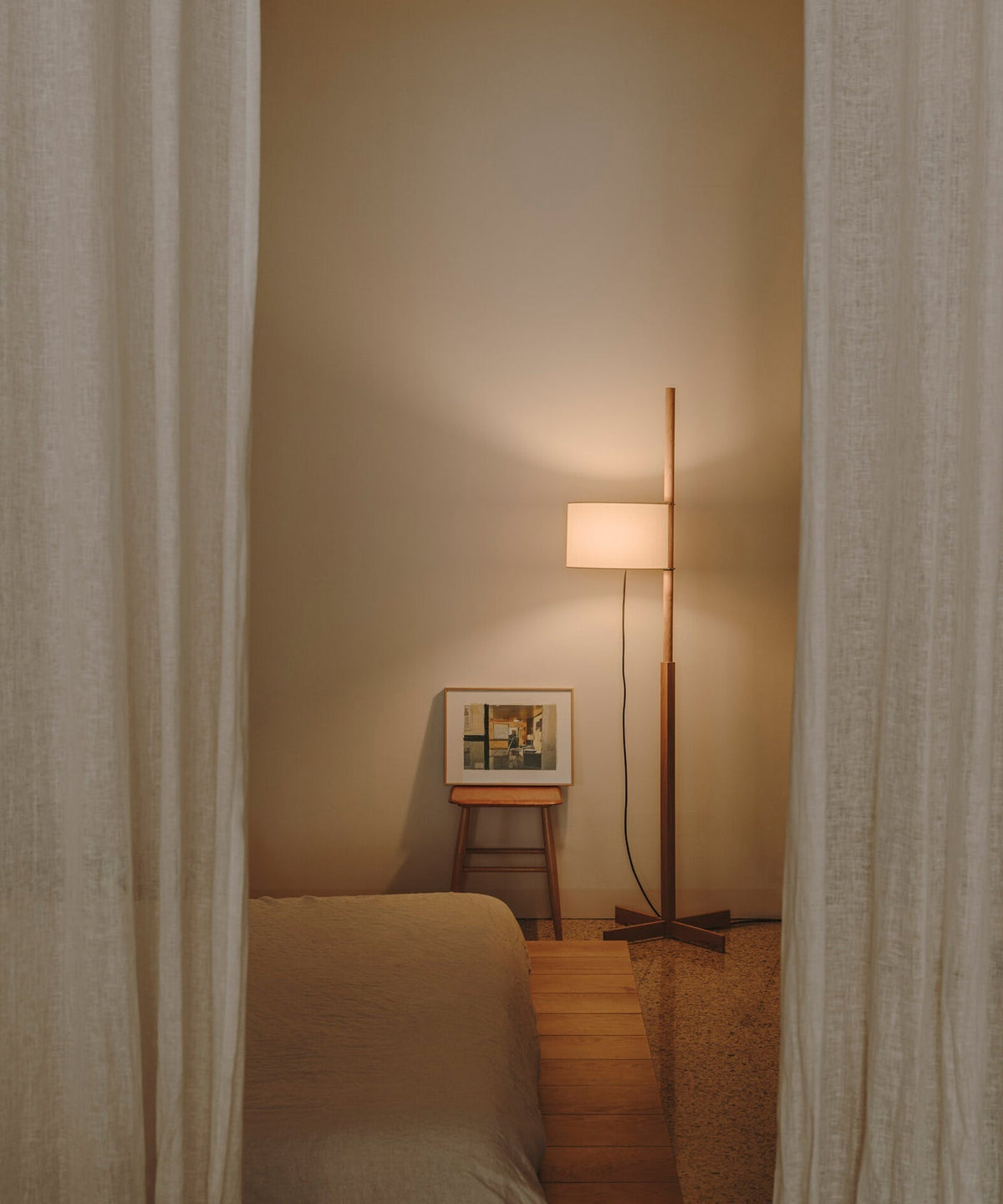 Jex Houten Stoffen vloerlamp