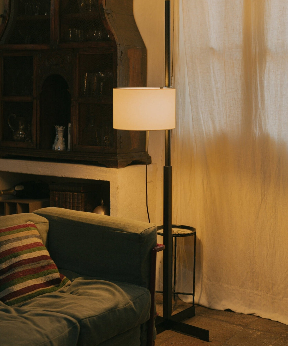 Jex Houten Stoffen vloerlamp