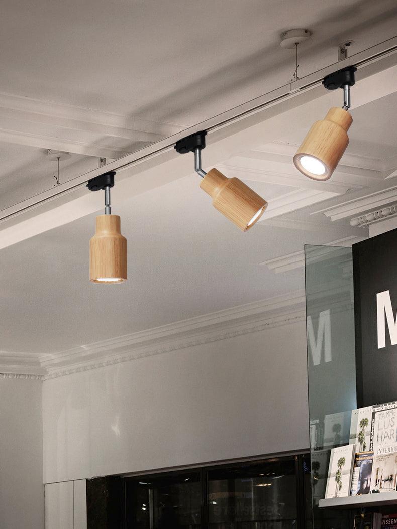 Elviian Plafondlamp Hout Spotrail Verstelbaar lichtpunten