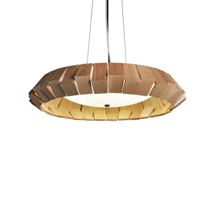 Viresto Kroonluchter met houten patchwork ring
