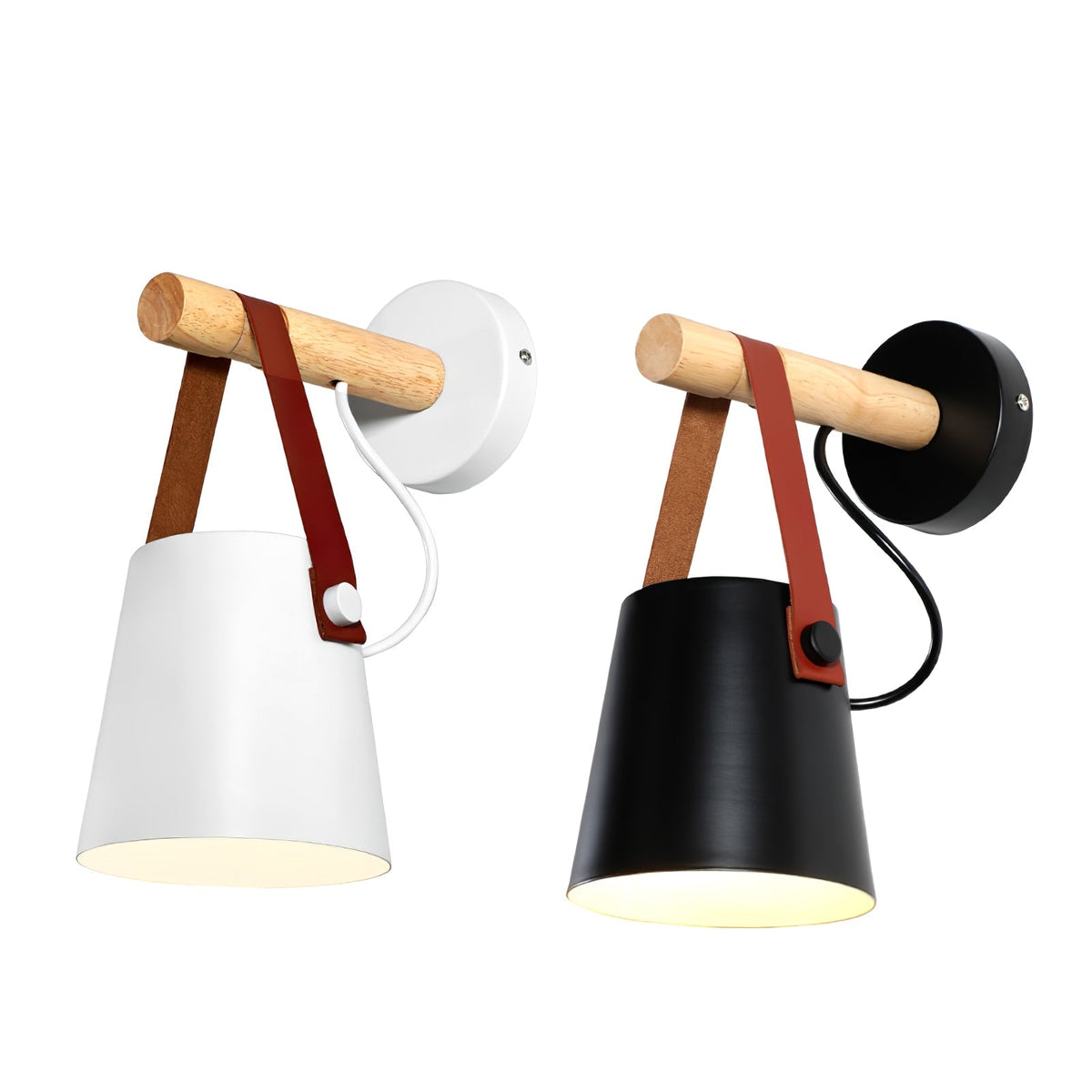 Virixon wandlamp van hout en leer