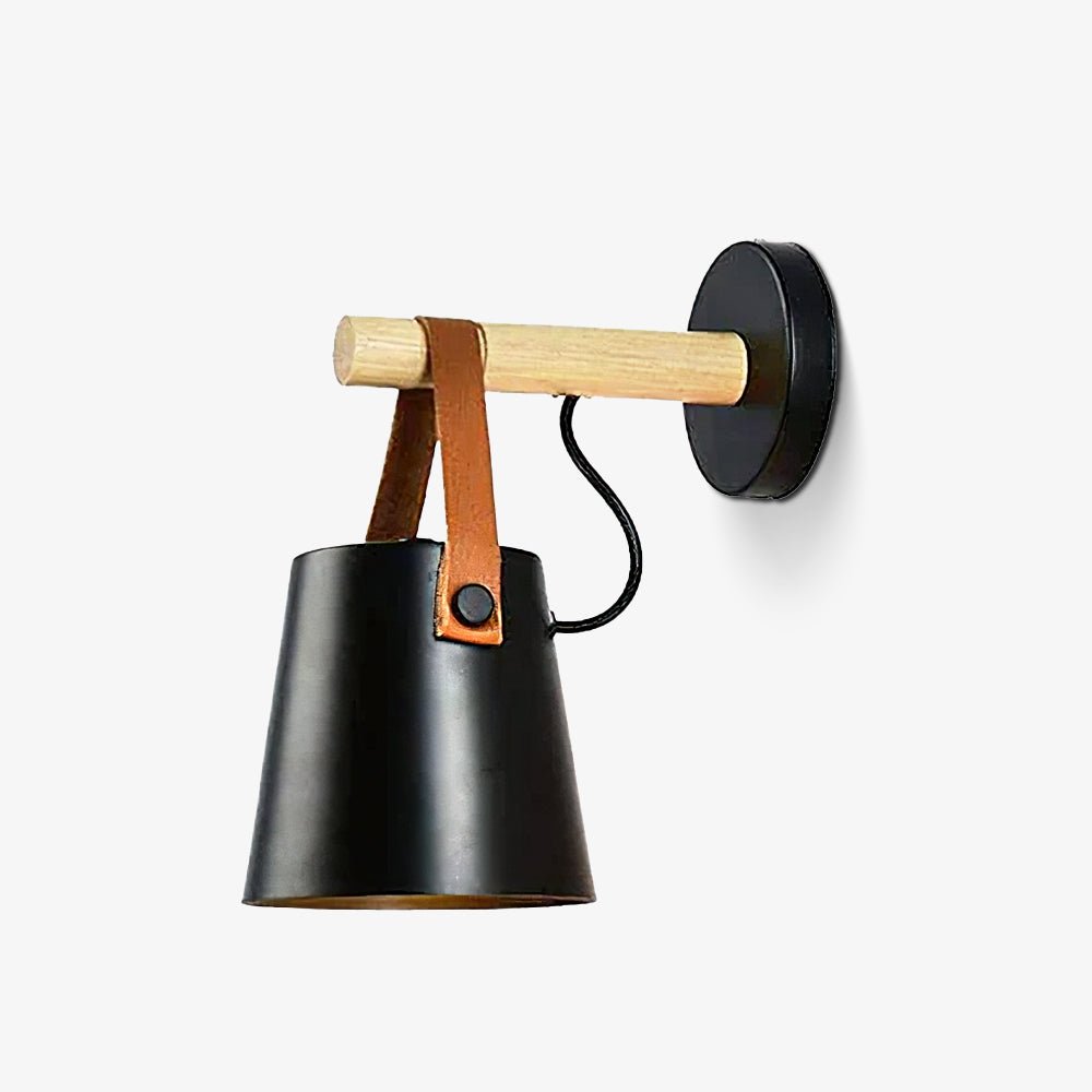 Virixon wandlamp van hout en leer