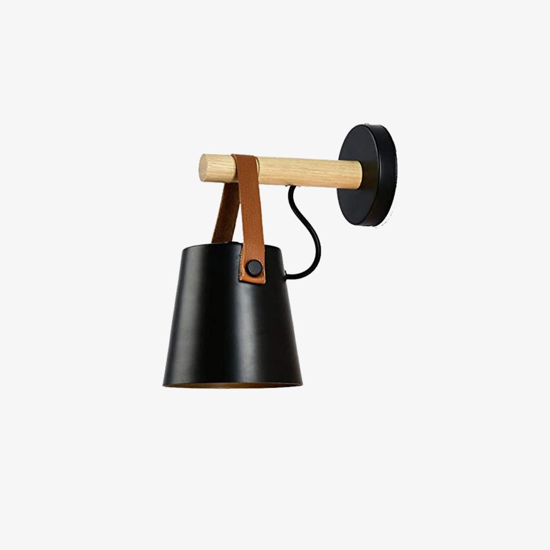 Virixon wandlamp van hout en leer