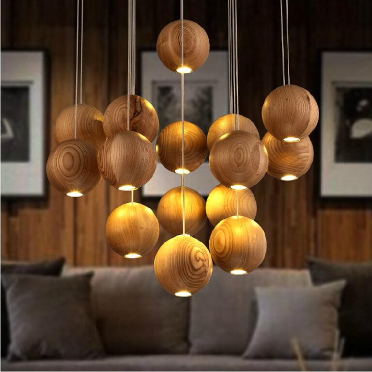 Vixor Nordic Orb Sphere Cluster houten hanglamp