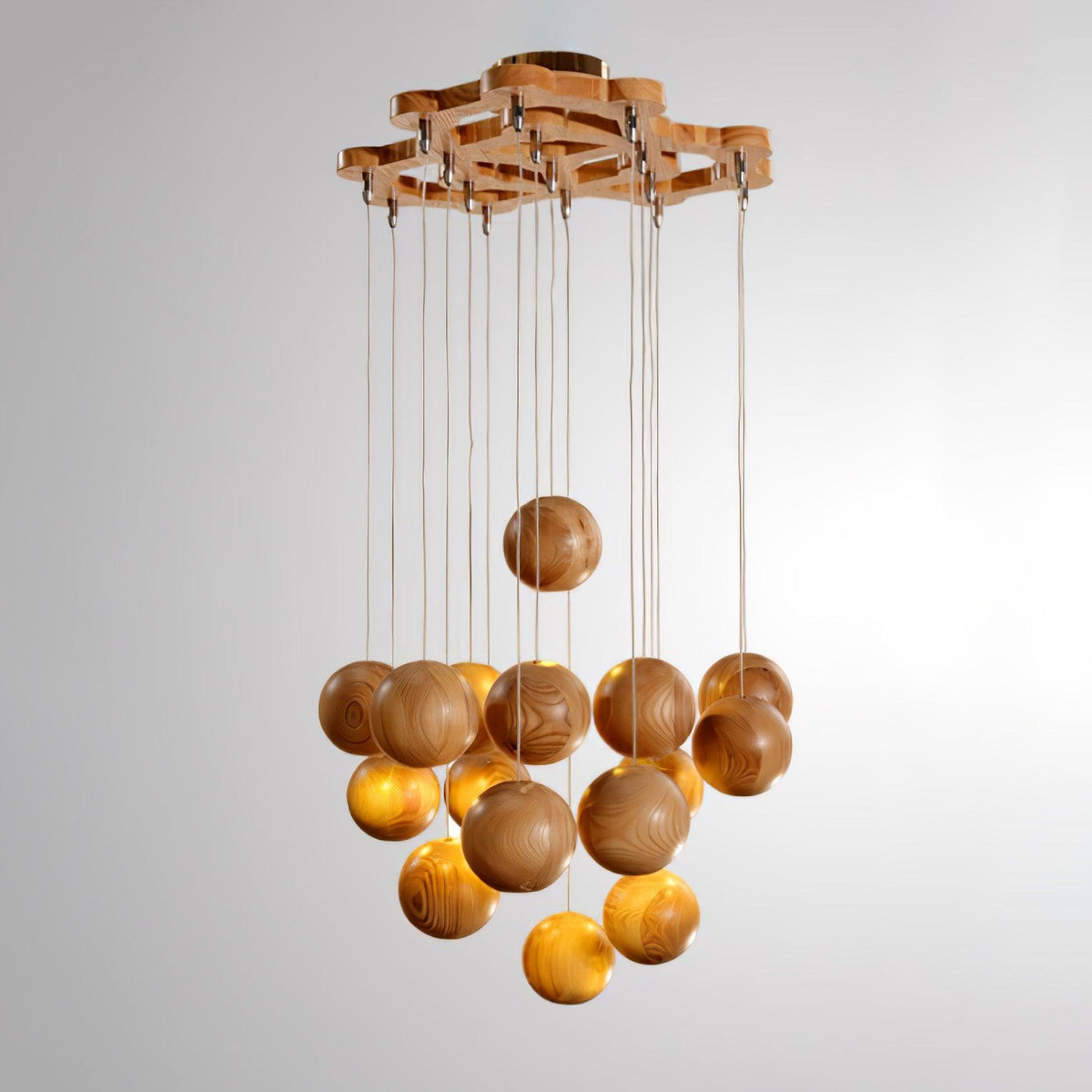 Vixor Nordic Orb Sphere Cluster houten hanglamp