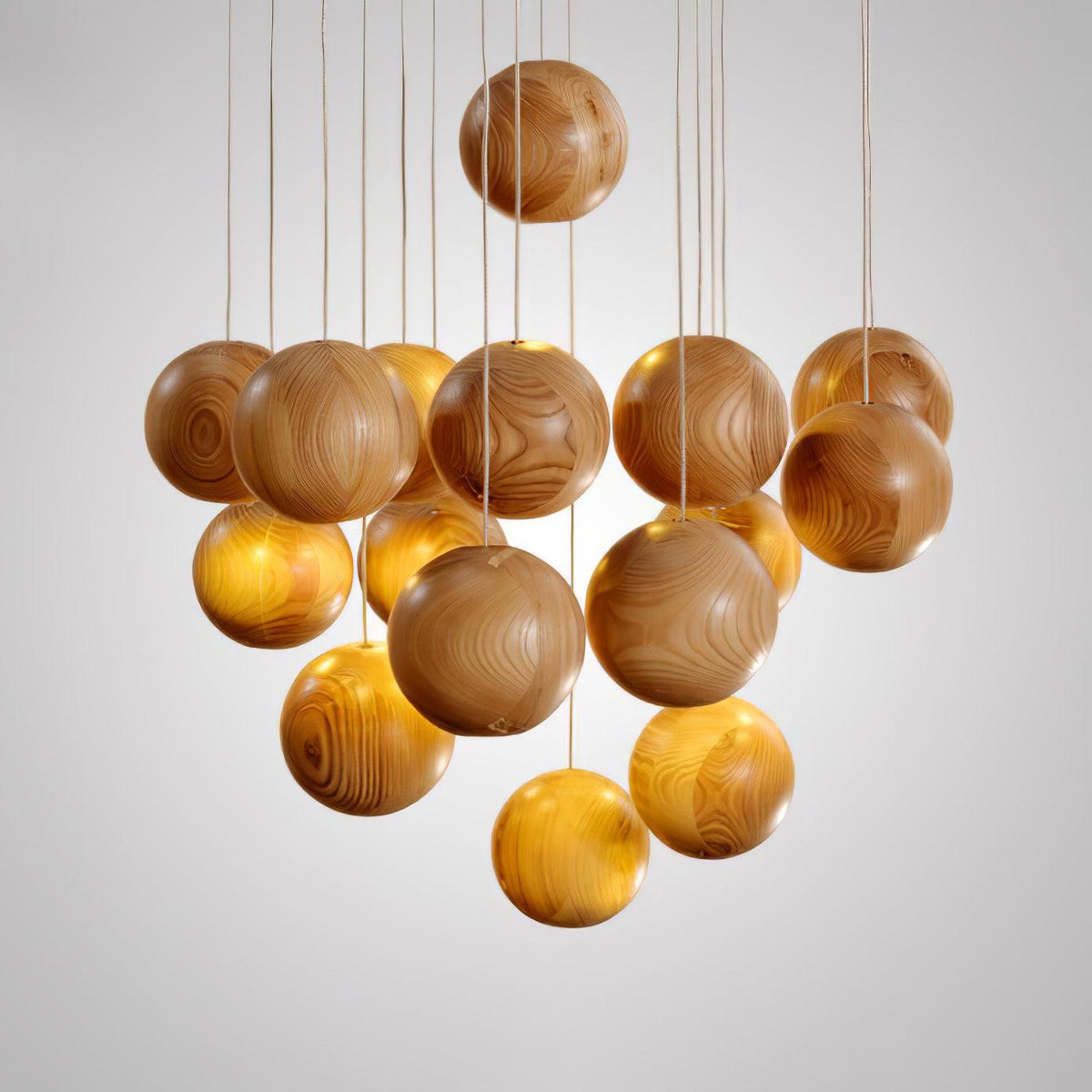 Vixor Nordic Orb Sphere Cluster houten hanglamp