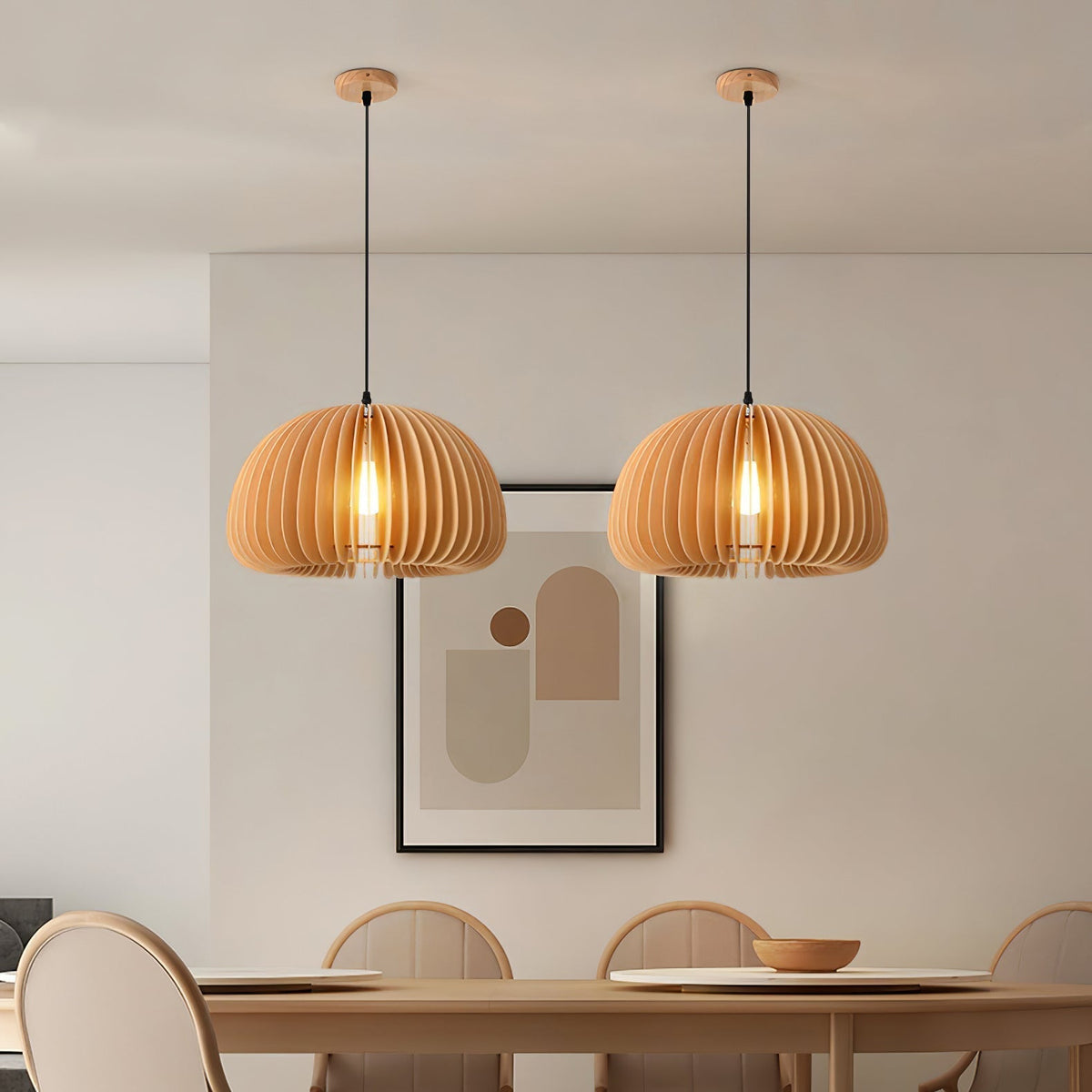 Doren hanglamp hout pompoen koepel noordisch