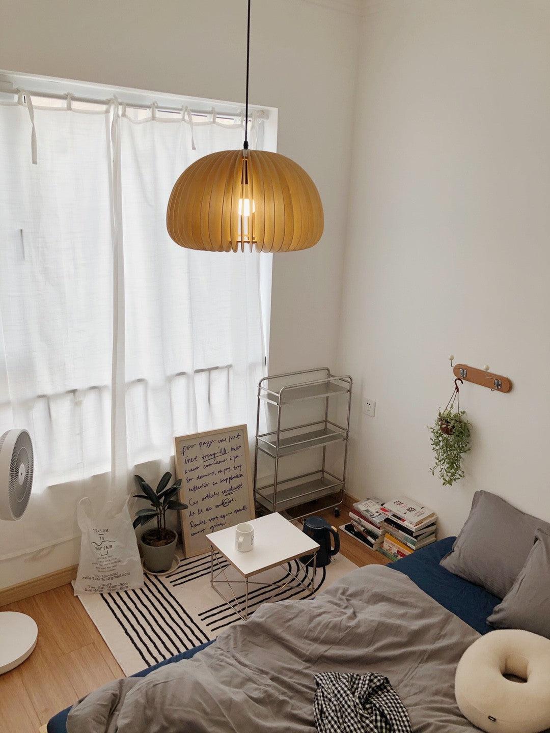Doren hanglamp hout pompoen koepel noordisch