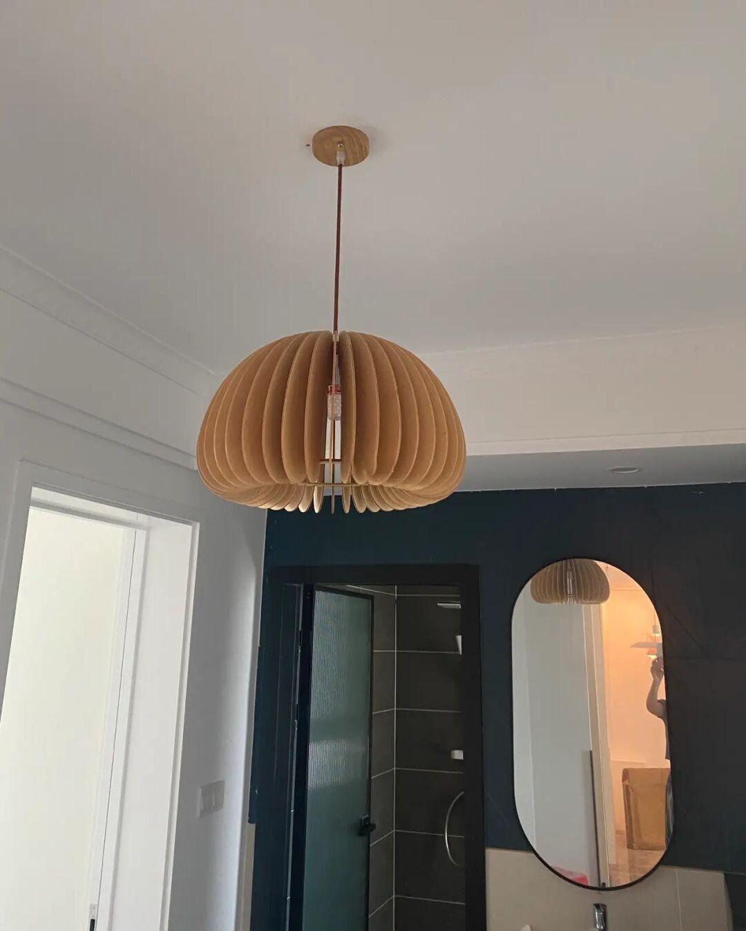 Doren hanglamp hout pompoen koepel noordisch