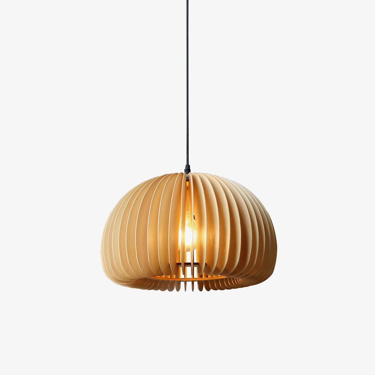 Doren hanglamp hout pompoen koepel noordisch