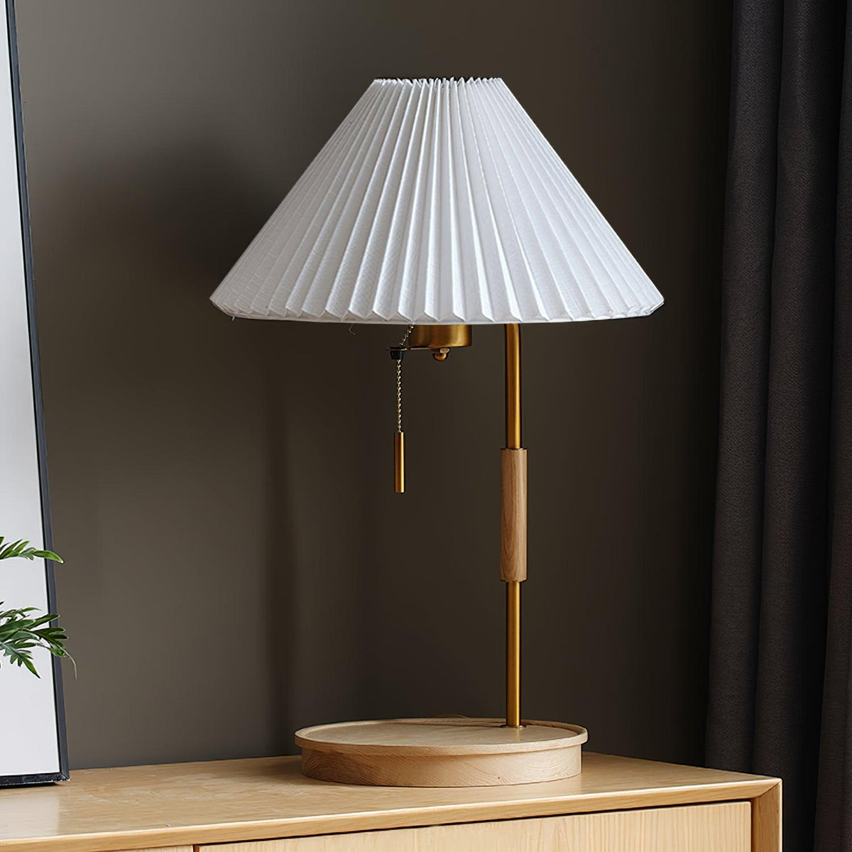 Sylivette Brim Retro Plooide Houten tafellamp