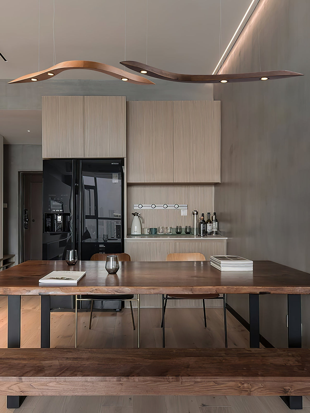 Queral Flow Minimalistische hanglamp van hout