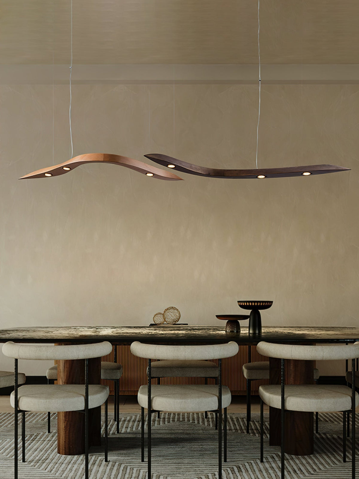 Queral Flow Minimalistische hanglamp van hout