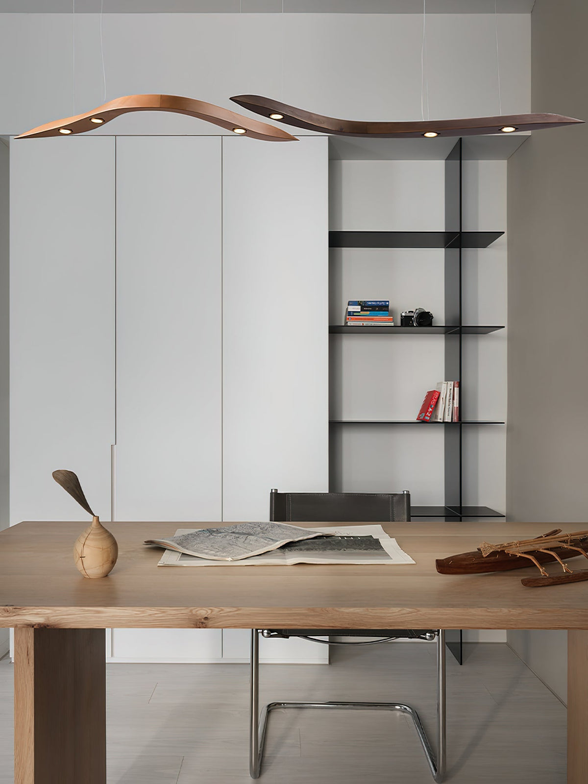 Queral Flow Minimalistische hanglamp van hout