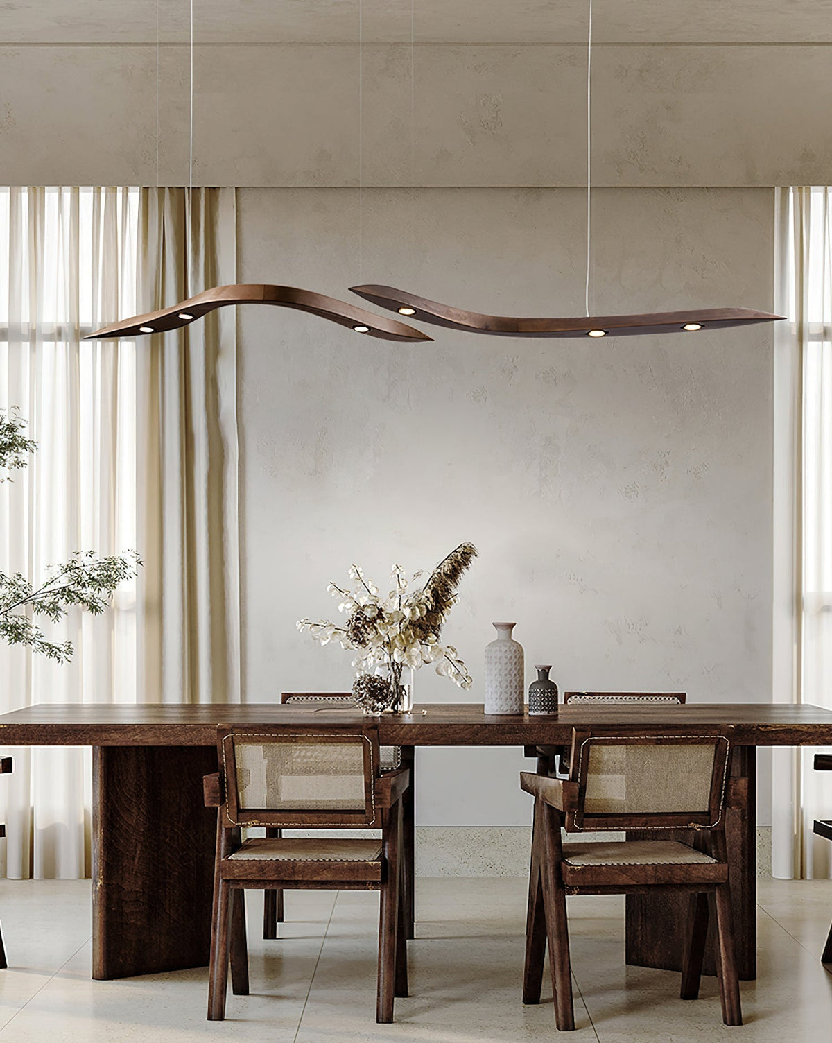 Queral Flow Minimalistische hanglamp van hout