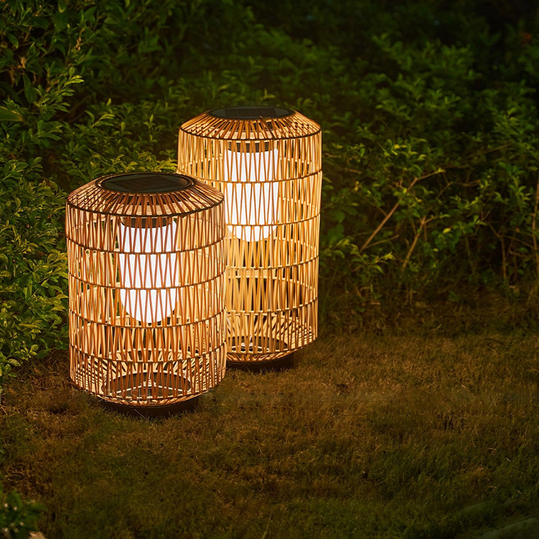 Woven rotan buitenwandlamp