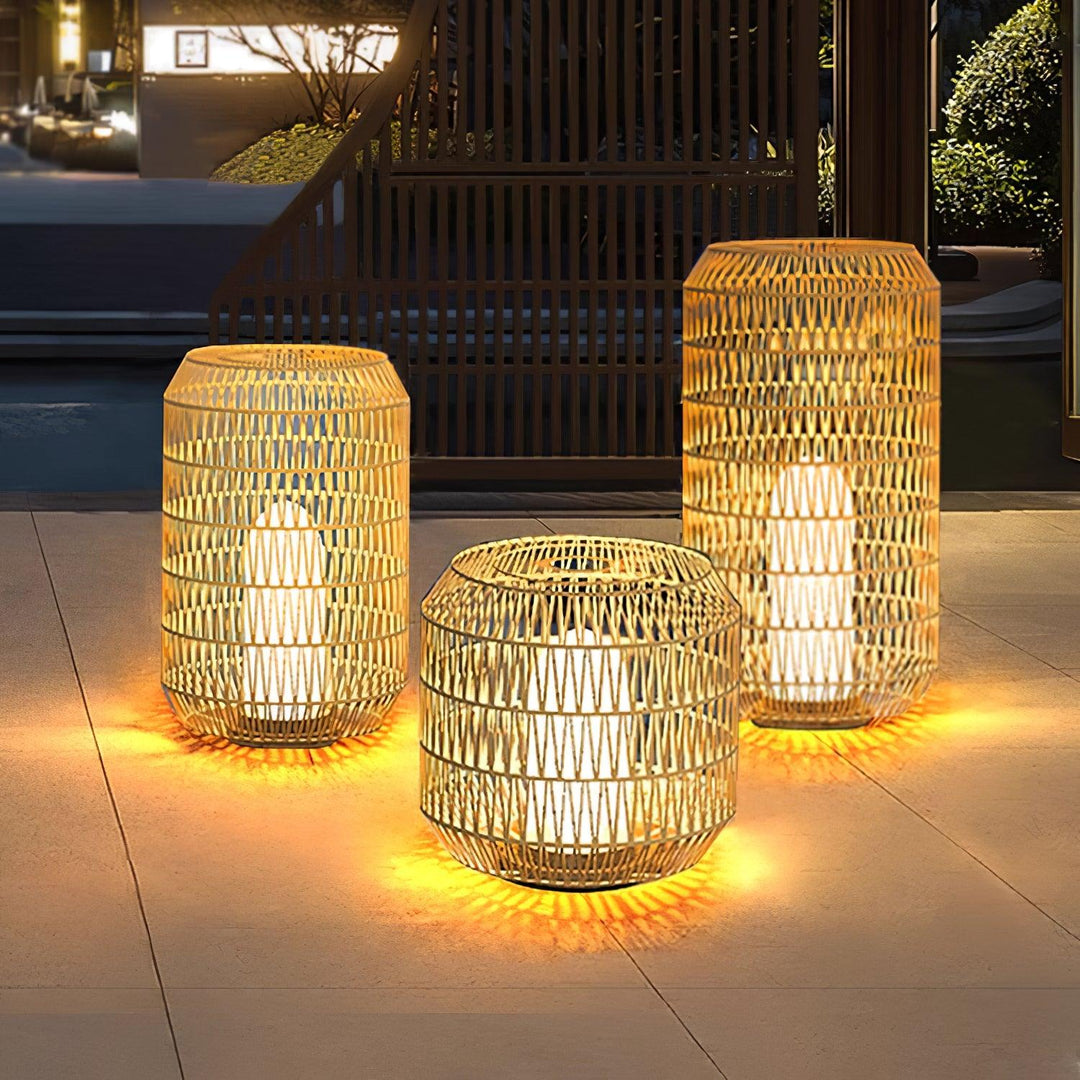 Woven rotan buitenwandlamp