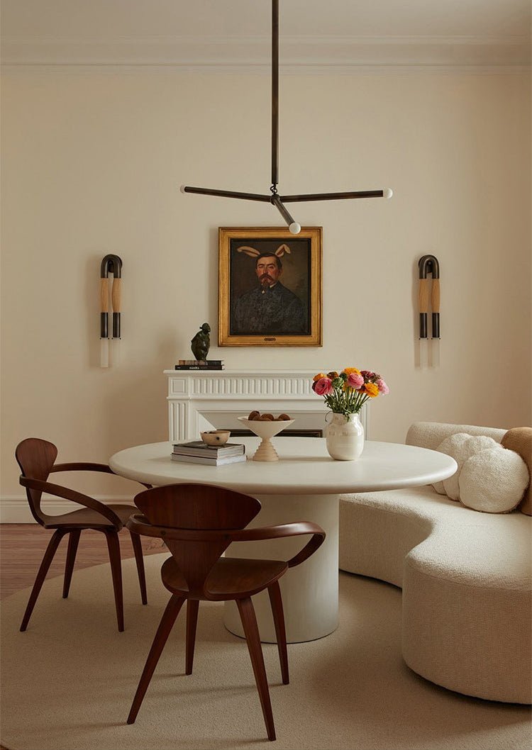 Solireon moderne kroonluchter met lineaire messing en leer