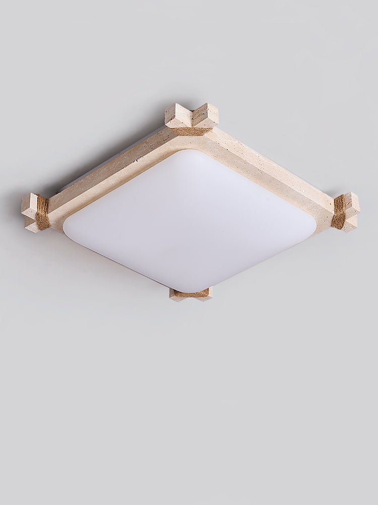 Arlo vierkante plafondlamp van geel travertin
