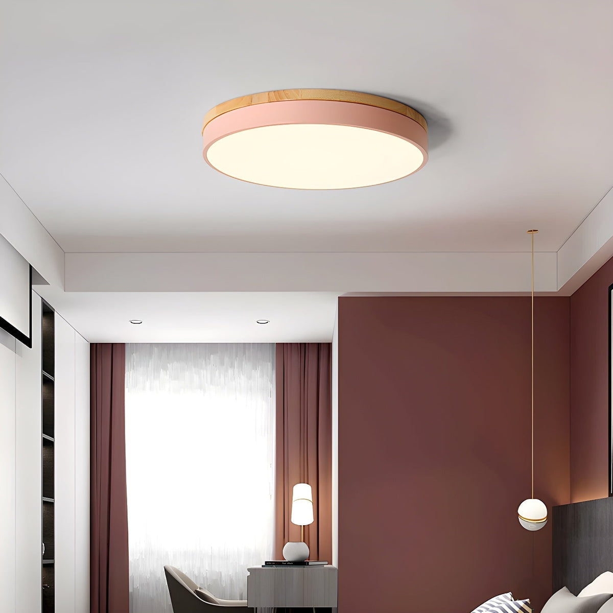 Mireth Plafondlamp Rond Hout Grijs modern Minimalistisch