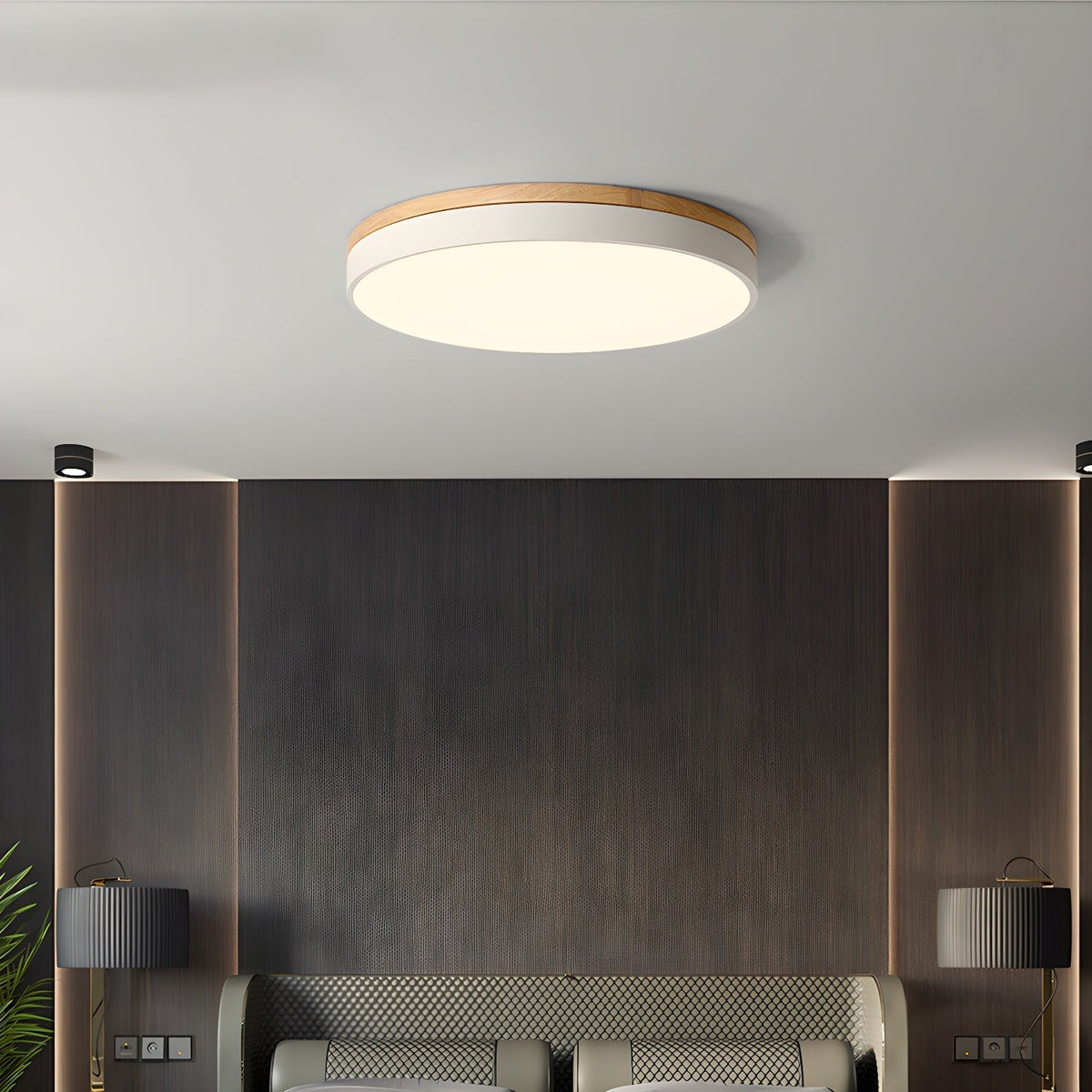 Mireth Plafondlamp Rond Hout Grijs modern Minimalistisch