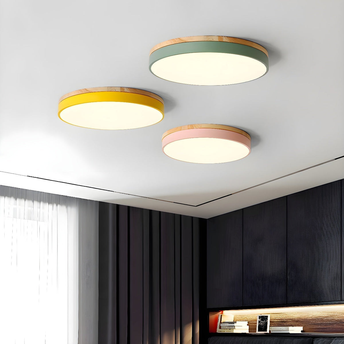 Mireth Plafondlamp Rond Hout Grijs modern Minimalistisch