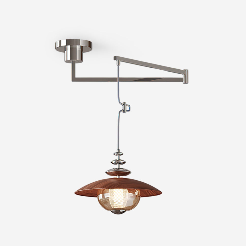 Elaelaya hanglamp chroom en walnootkleur