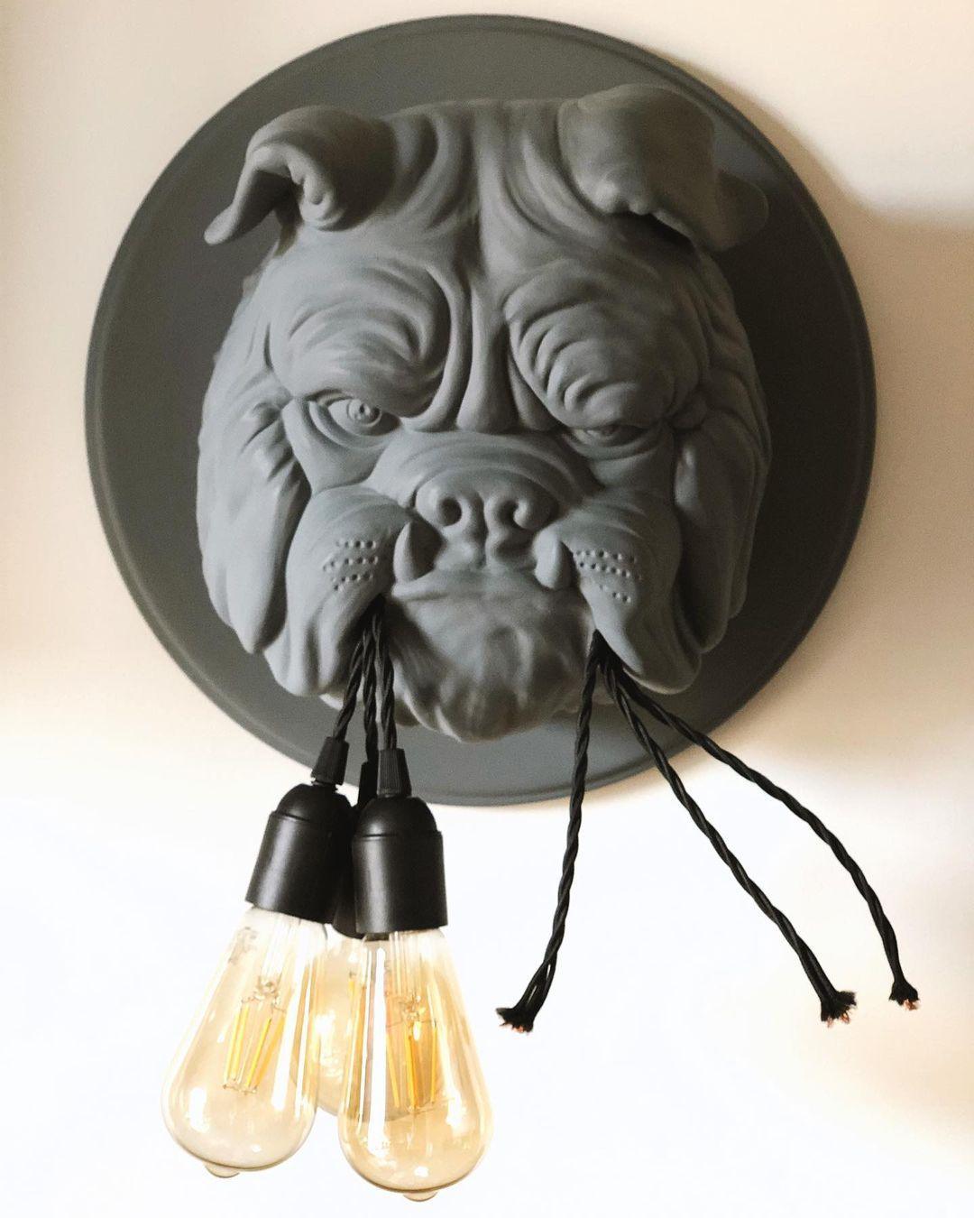 Umeri wandlamp Bulldog Sculpture Whimsical