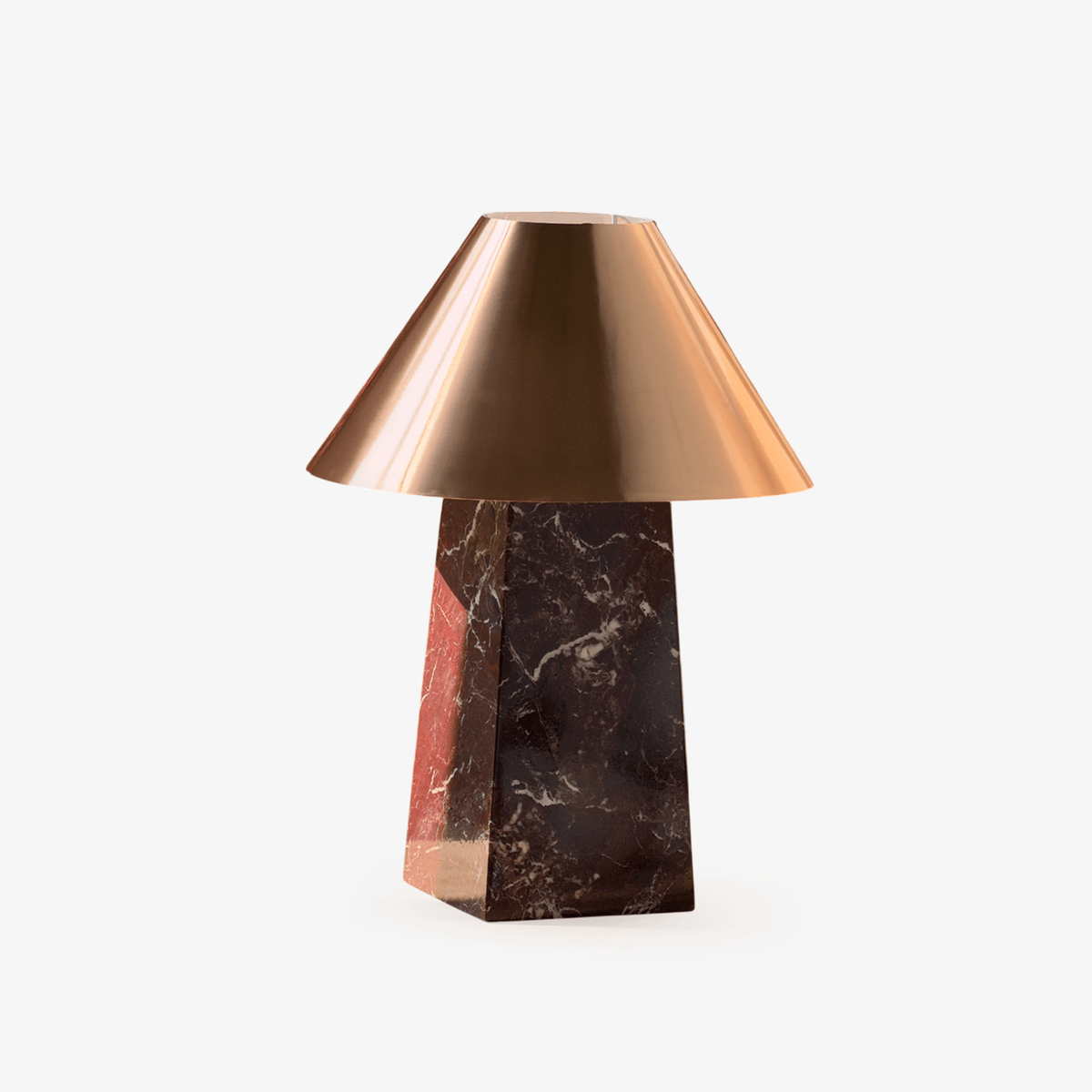 Conic tafellamp van Rood Marmer en Goud