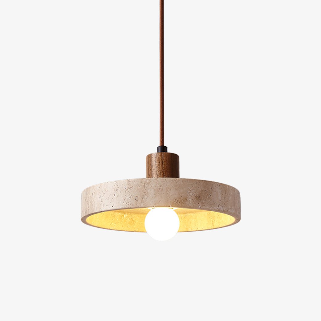 Evvynor hanglamp met travertinring en walnoothout